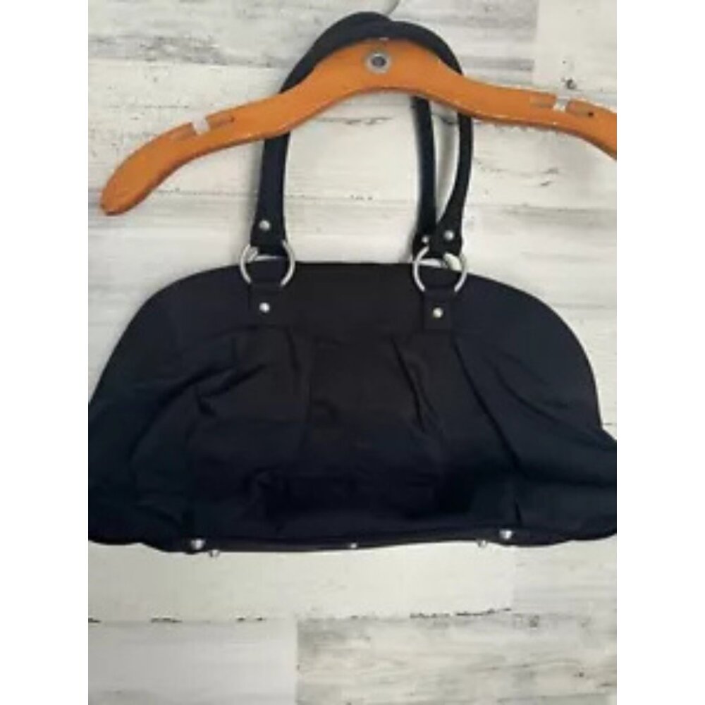 Baggallini Shanghai Black Nylon Crescent Purse Bag Large Organizer Double Handle